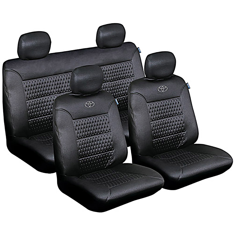 AUTONET 8-Piece Black Leather Look Seat Covers For Toyota Prius (2012) – Full Set